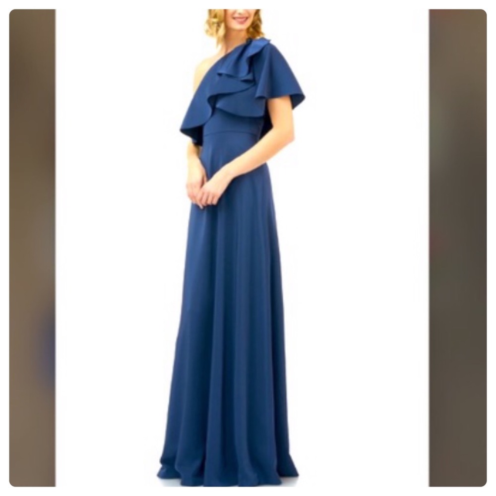 KAY UNGER NEW YORK ONE SHOULDER WEDDING GUEST DRESS / SIZE 8 /